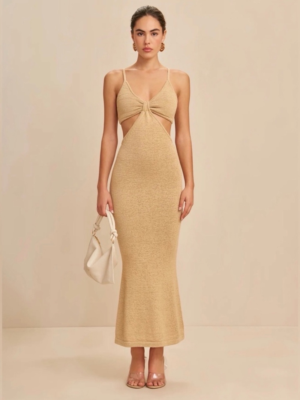 cult gaia serita dress Beige Twist Cutout Midi